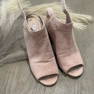 Pink Peep-Toe Ankle Boots